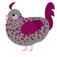 A ash and wine chicken with a speckle pattern