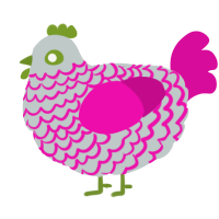 A silver and fuchsia chicken with a lace pattern
