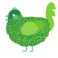 A viridian and grass chicken with a double-lace pattern