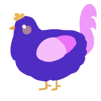 A indigo and lavender chicken