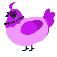 A lavender and amethyst chicken with a head pattern