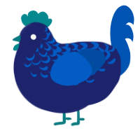 A navy and ultramarine chicken with a half-lace pattern