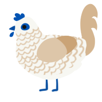 Linen, a white and beige chicken with a lace pattern