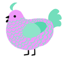 A lavender and mint chicken with a lace pattern