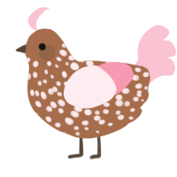 A brown and rose chicken with a speckle pattern