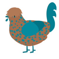 A brown and sea chicken with a speckle pattern