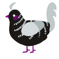 A sable and silver chicken with a half-bar pattern