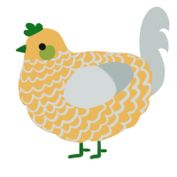 A honey and silver chicken with a lace pattern