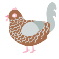 A brown and silver chicken with a lace pattern