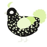 A sable and apple chicken with a speckle pattern