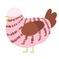 A rose and russet chicken with a bar pattern