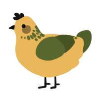 A honey and olive chicken with a neck-speckle pattern