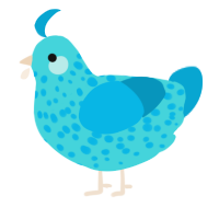 A aqua and cerulean chicken with a speckle pattern