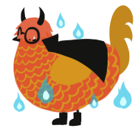 Jack, a vermilion and ochre chicken with a lace pattern