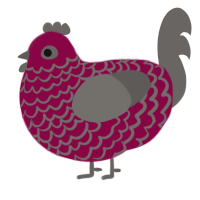 Crushed Velvet, a maroon and grey chicken with a lace pattern