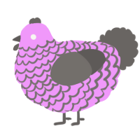A lavender and grey chicken with a lace pattern