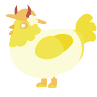 A white and yellow chicken with a head pattern