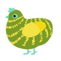 Keylime Pie, a chartreuse and yellow chicken with a bar pattern