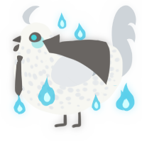 A white and mist chicken with a speckle pattern