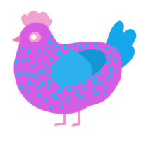 Bath Bomb, a orchid and sky chicken with a speckle pattern