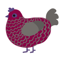 Blood, a maroon and grey chicken with a lace pattern