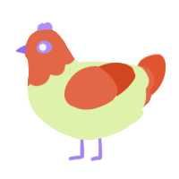 A apple and vermilion chicken with a head pattern