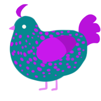 (unnamed), a teal and amethyst chicken with a speckle pattern