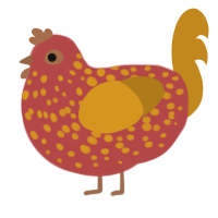 Apple Cinnamon, a red and ochre chicken with a speckle pattern