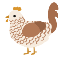 A cream and brown chicken with a lace pattern