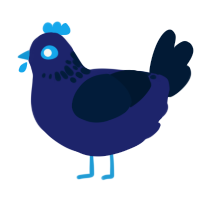 Moonlight, a navy and tumblr chicken with a neck-speckle pattern
