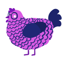A orchid and navy chicken with a lace pattern
