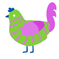 A grass and orchid chicken with a bar pattern