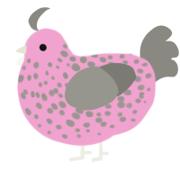 A pink and ash chicken with a speckle pattern