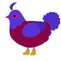 A maroon and indigo chicken with a head pattern