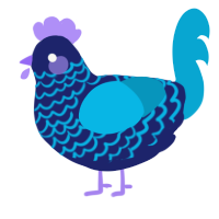 Bluescale, a navy and cerulean chicken with a lace pattern