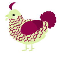 A apple and maroon chicken with a lace pattern