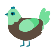 A bark and spring chicken with a head pattern