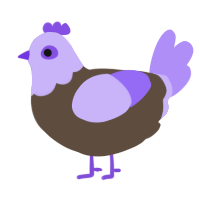 A bark and lilac chicken with a head pattern