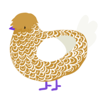 A gold and white chicken with a double-lace pattern