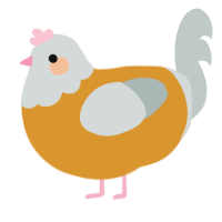 A orange and silver chicken with a head pattern
