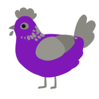 Asher, a violet and ash chicken with a neck-speckle pattern