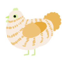 A cream and honey chicken with a bar pattern