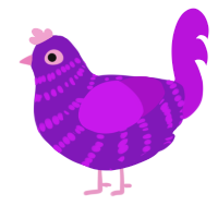 A violet and amethyst chicken with a bar pattern