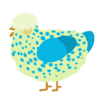 A apple and cerulean chicken with a speckle pattern