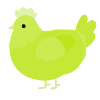 A lime chicken with a head pattern