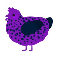 A violet and tumblr chicken with a speckle pattern