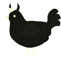 The Long Quiet, a black and sable chicken with a lace pattern