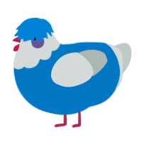 Blue Razzberry, a sapphire and silver chicken with a head pattern
