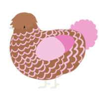 A brown and pink chicken with a lace pattern