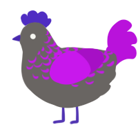 Orbeez, a grey and amethyst chicken with a half-lace pattern